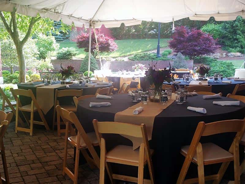 A candlelit table set for dinner